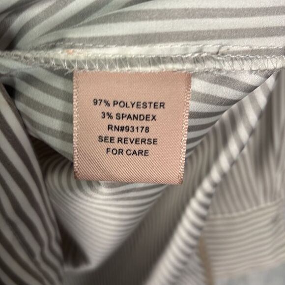 Philosophy White Beige Striped Long Sleeve Button Front Shirt Top Size Medium - Picture 8 of 10